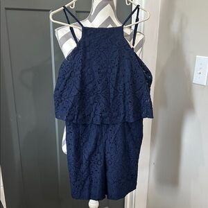 LILLY PULITZER Navy Blue Lace Halter Romper